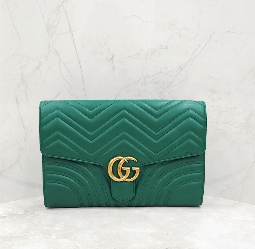 [럭스유] 구찌 GG 마몽 그린 마틀라세 클러치 498079