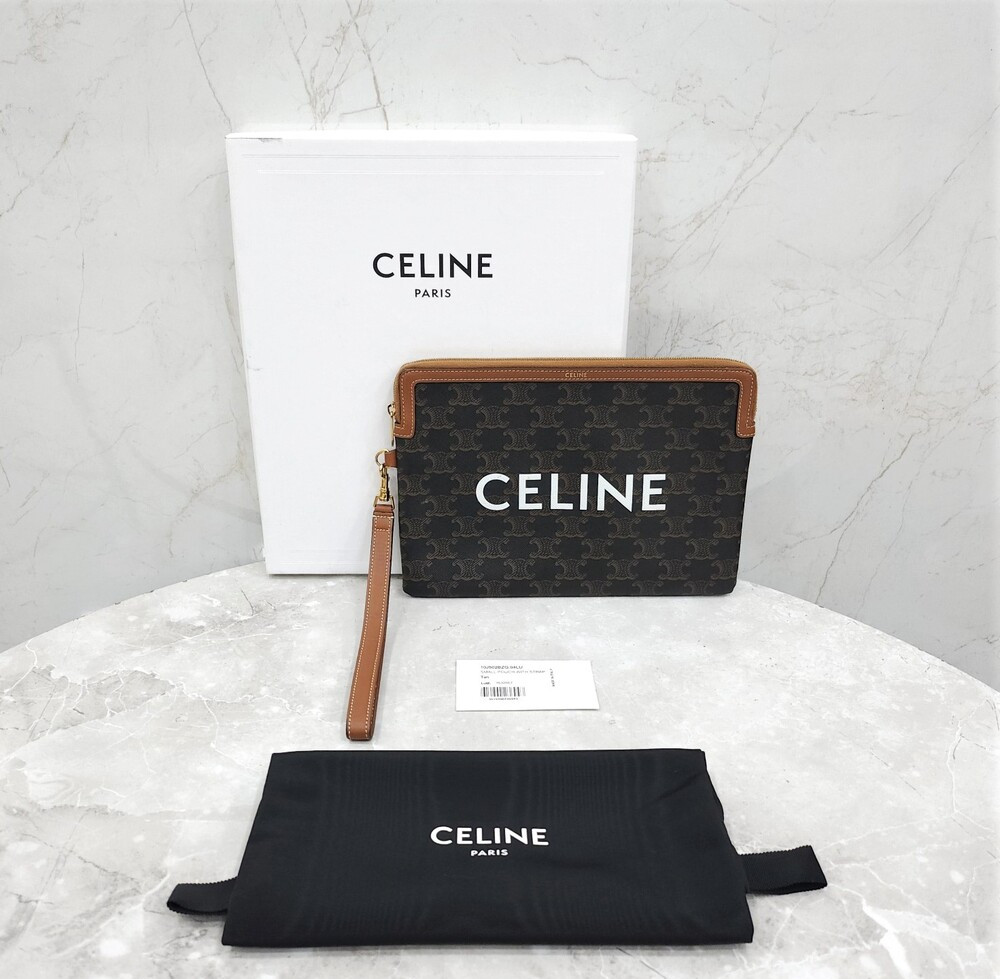 [럭스유] 셀린느 스몰 퀴르 트리옹프 스트랩 파우치 탄 10J502FES