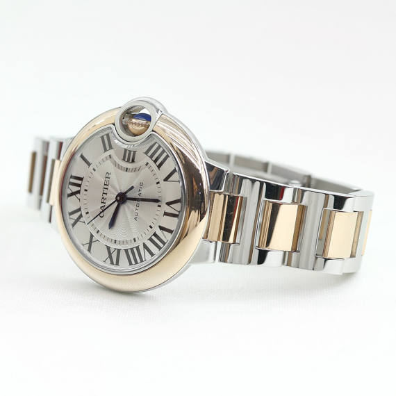 Cartier(까르띠에) W2BB0032 18K 핑크 골드 스틸 콤비 33MM 발롱블루 여성 시계