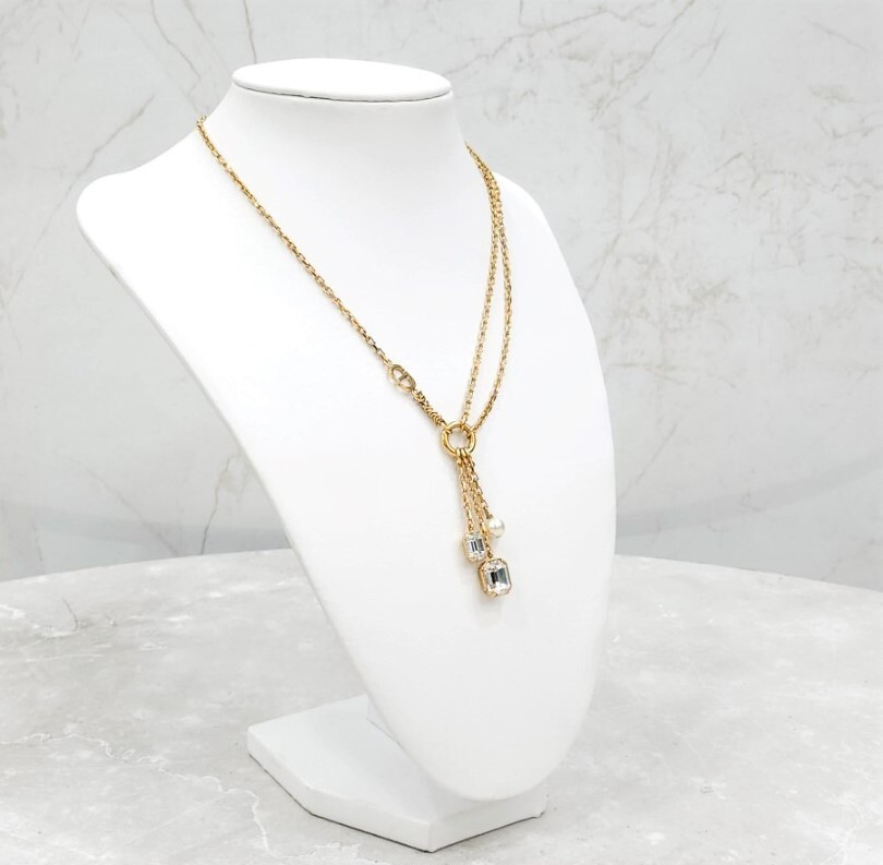 [럭스유] 디올 PETIT CD 큐빅 진주 체인 목걸이 N3048WOMCY