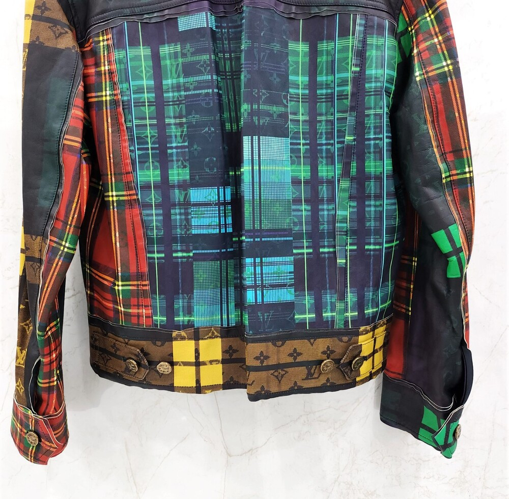 [럭스유] (새상품) 46 / 루이비통 로우 엣지 멀티체크 레더 자켓 1A98CD