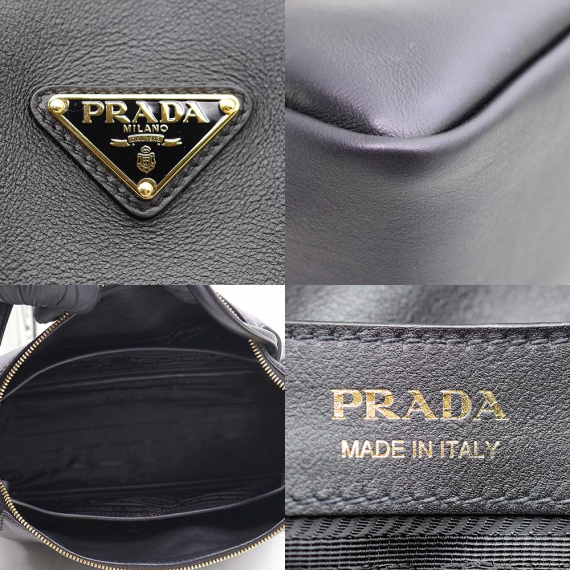 Prada(프라다) 1BA444 블랙 소프트 그레인 레더 트라이앵글 로고 달링 미디움 숄더백