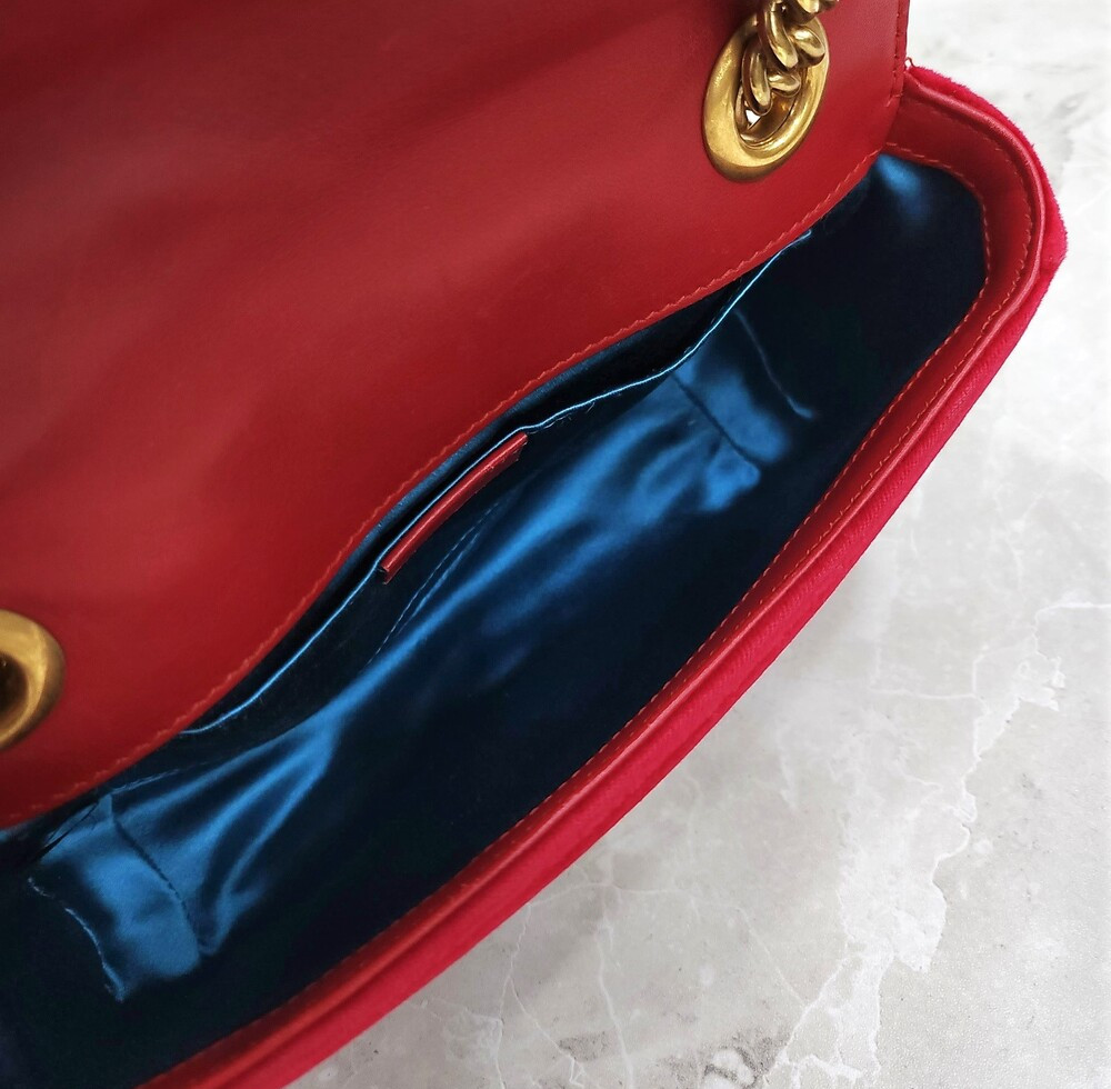 [럭스유] 구찌 GG 마몬트 마틀라세 미니 벨벳 숄더백 446744