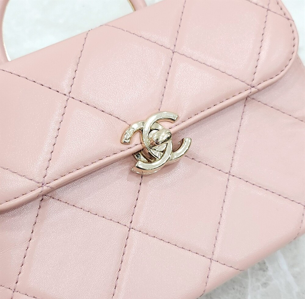 [럭스유] 샤넬 핑크 탑핸들 스몰 박스 토트 숄더백 신형내장칩 AS4470