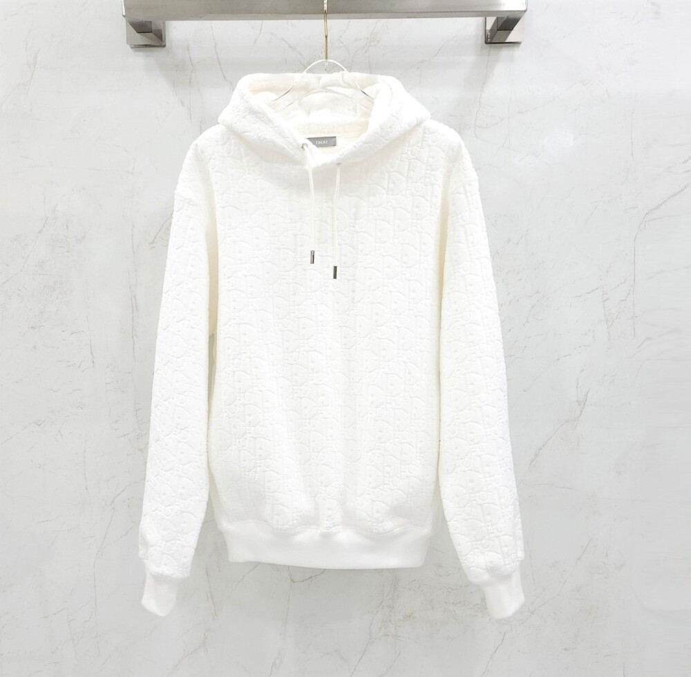[럭스유] S / 디올 화이트 오블리크 테리 코튼 후드 스웨트셔츠 113J631A0684_C020