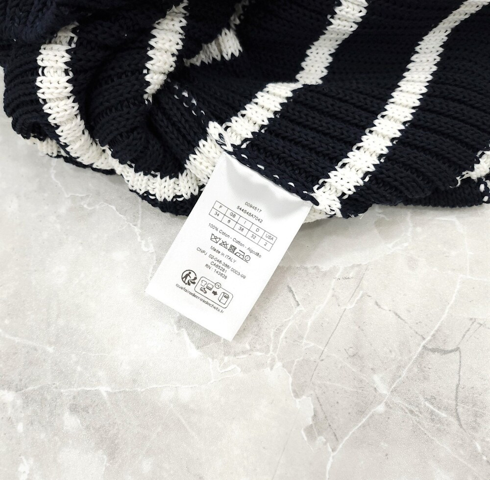 [럭스유] (새상품) 34 / 디올 리비에라 레이스업 캡 슬리브 스웨터 544S48A7042