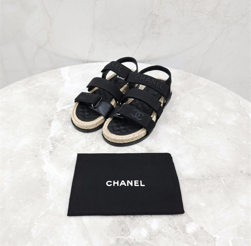 [럭스유] (새상품) 36 / 샤넬 CC로고 벨크로 에스파듀 샌들 G38177