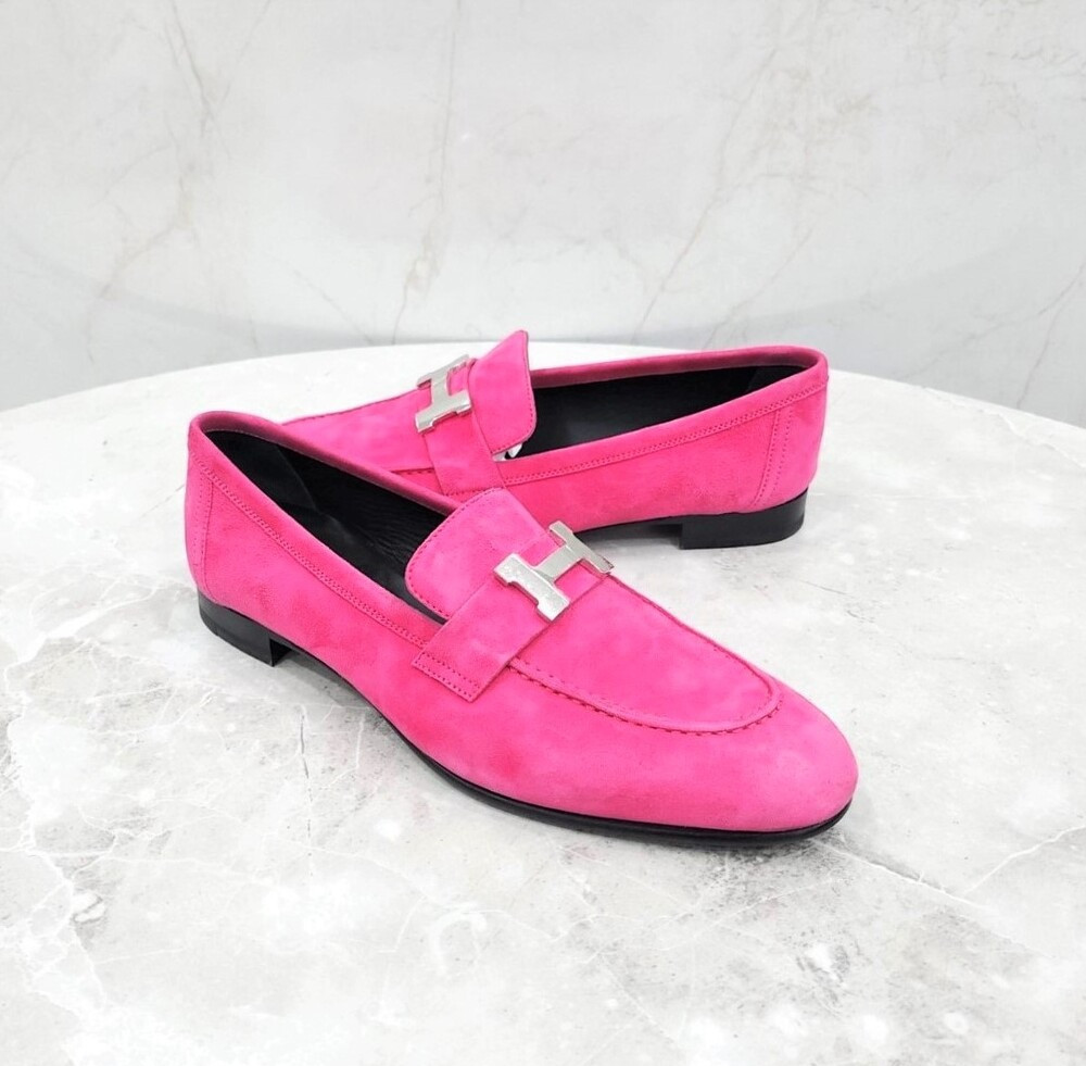 [럭스유] 37.5 / 에르메스 로즈푸시아 스웨이드 파리 로퍼