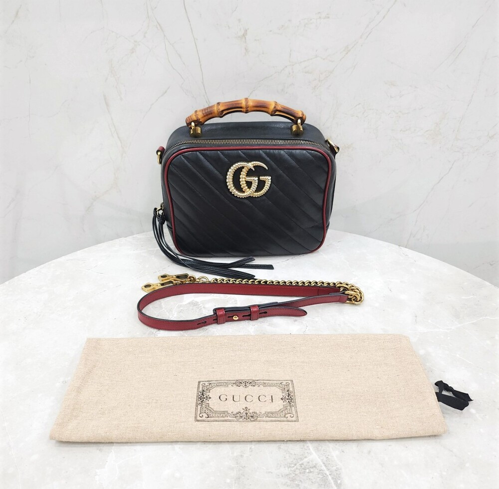 [럭스유] 구찌 GG 마몽 뱀부 탑핸들 체인 숄더백 602270