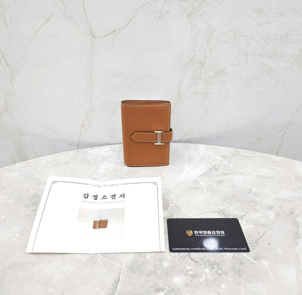 [럭스유] 에르메스 베안 미니 지갑 앱송 팔라듐 골드 Y각인 H039796CK37