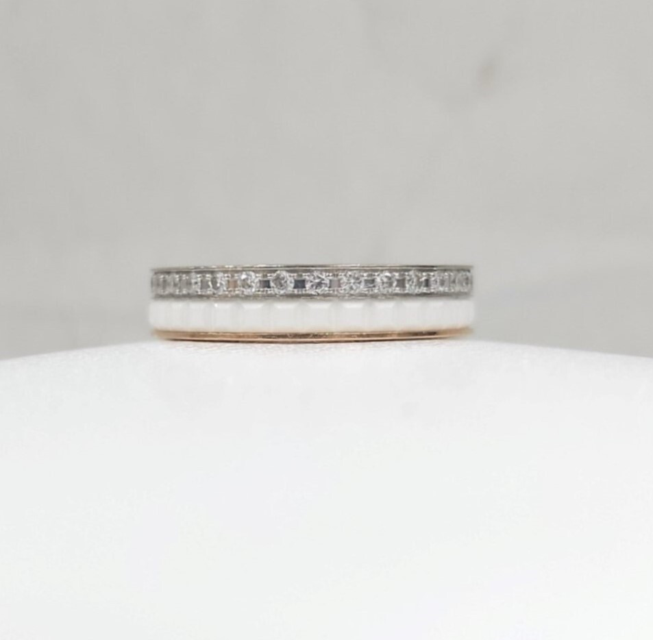 [럭스유] 부쉐론 다이아 콰트로 화이트 에디션 웨딩밴드 링 47호 JAL00237