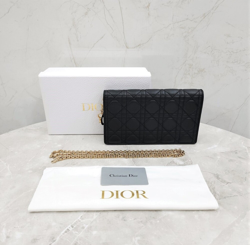 [럭스유] 디올 레이디 디올 파우치 체인백 블랙 까나쥬 S0204ONMJ