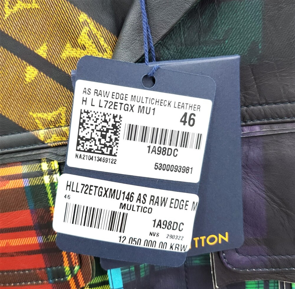 [럭스유] (새상품) 46 / 루이비통 로우 엣지 멀티체크 레더 자켓 1A98CD