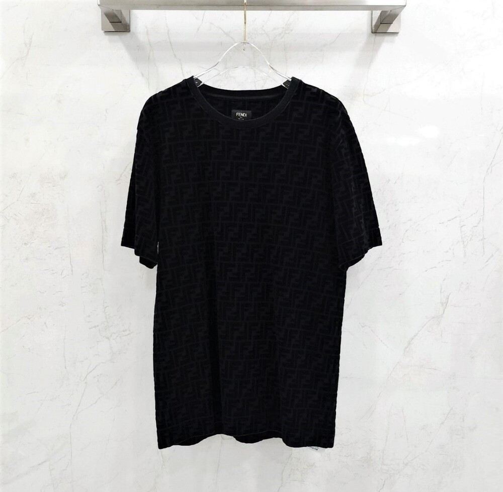 [럭스유] S / 펜디 FF 자카드 벨벳 블랙 반팔 티셔츠