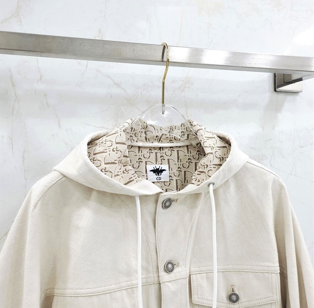 [럭스유] (새상품) 34 / 디올 오버사이즈 에크루 오블리크 데님 자켓 522V46A3050