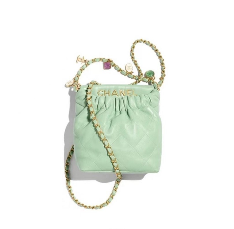 [럭스유] (새상품) 샤넬 스몰 민트 램스킨 버킷백 AS3793