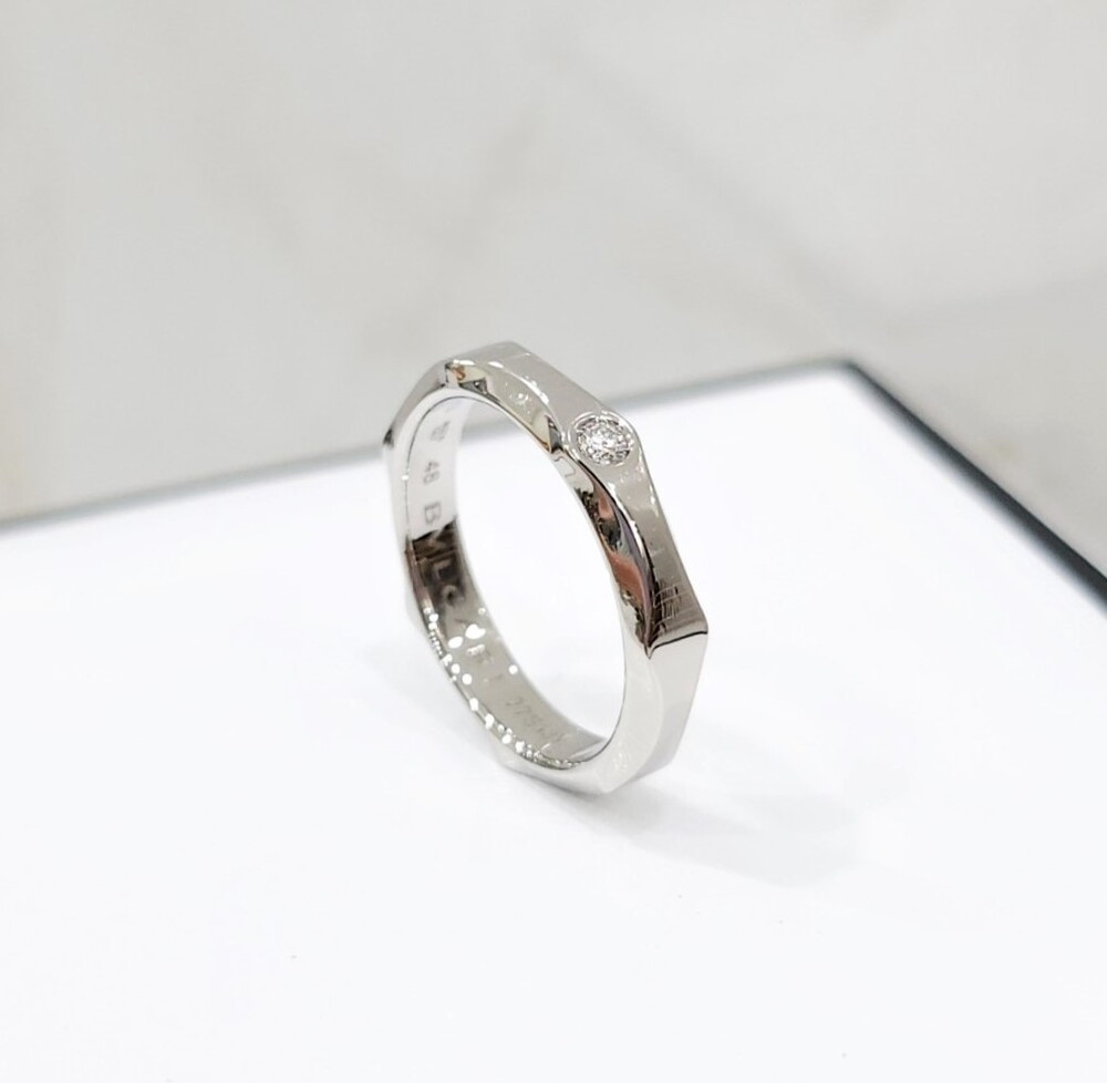 [럭스유] 불가리 다이아 1P 인피니토 웨딩밴드 링 18K 화이트골드 48호