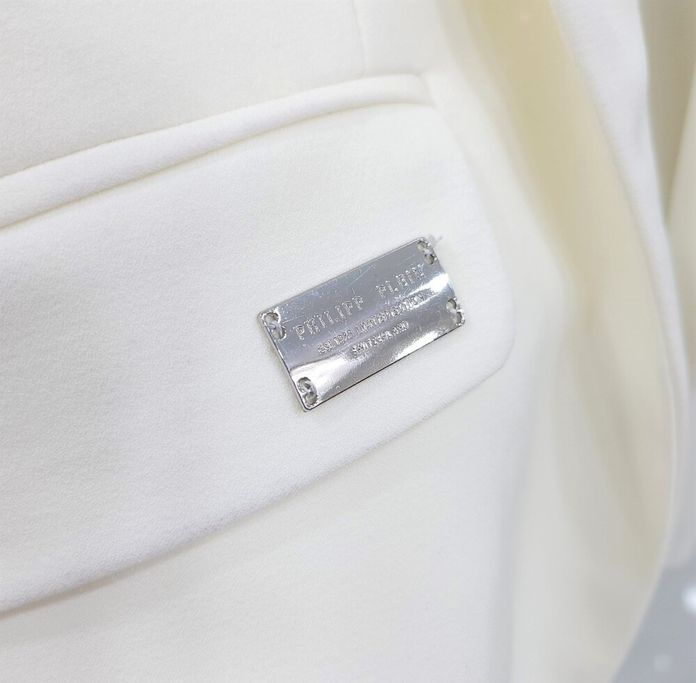 [럭스유] XS / 필립플레인 화이트 스와로브스키 스컬 스터드 자켓