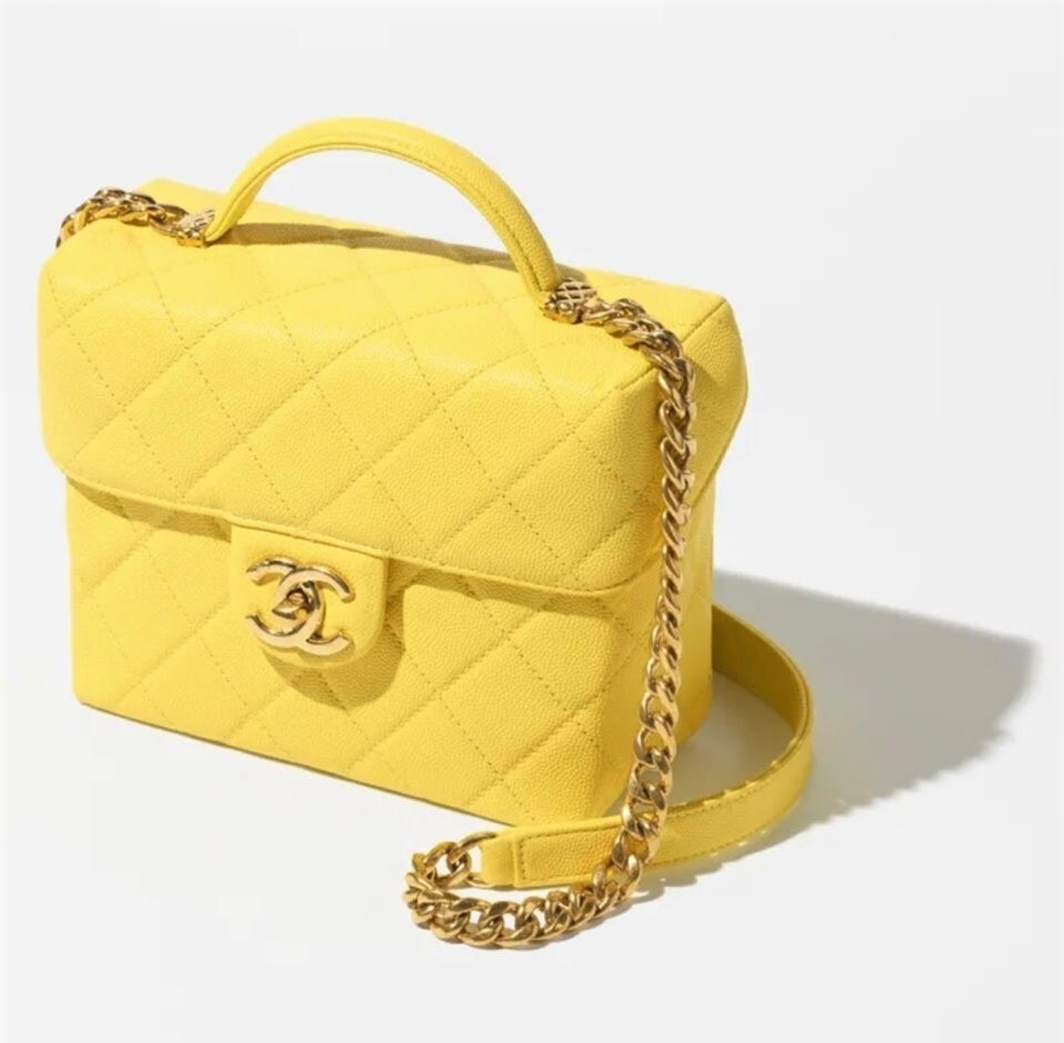 [럭스유] 샤넬 옐로우 코스메틱 케이스 탑핸들 숄더백 신형내장칩 AS3729