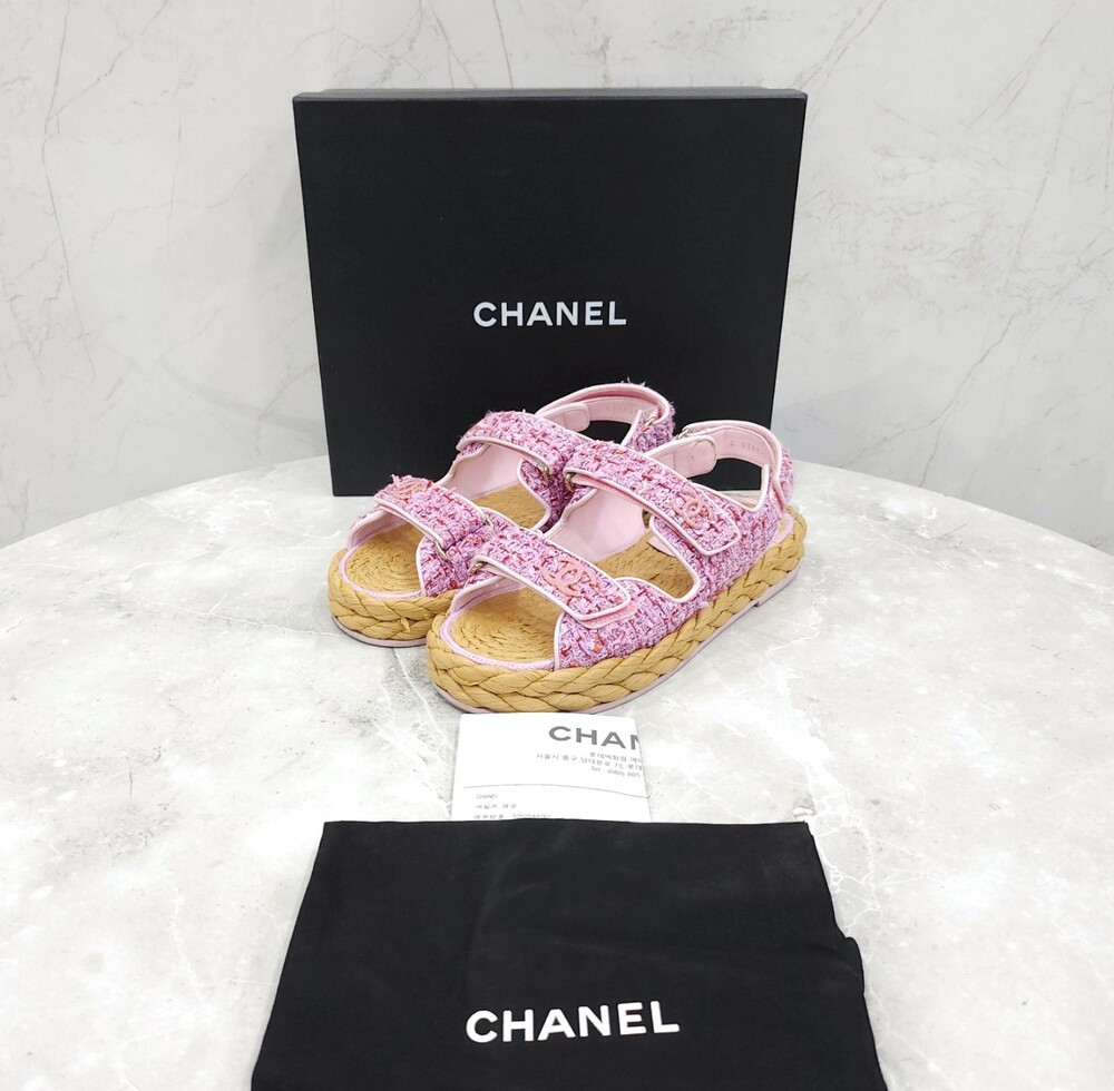 [럭스유] 38 / 샤넬 트위드 샌들 라이트핑크 G38945