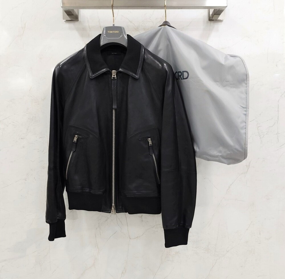 [럭스유] (새상품) 48 / 톰포드 블랙 블루종 레더 자켓