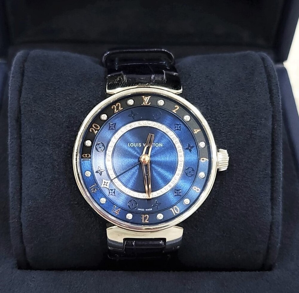 [럭스유] 루이비통 땅부르 문 듀얼 타임 시계 35MM