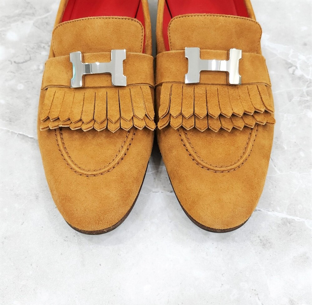 [럭스유] 37.5 / 에르메스 로얄 로퍼 스웨이드 골드 은장