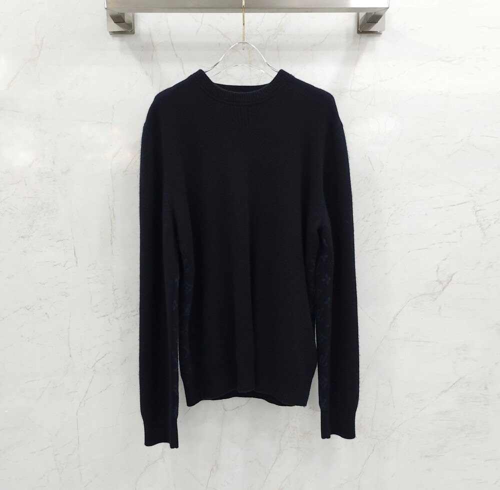 [럭스유] M / 루이비통 네이비 모노그램 하프앤하프 니트