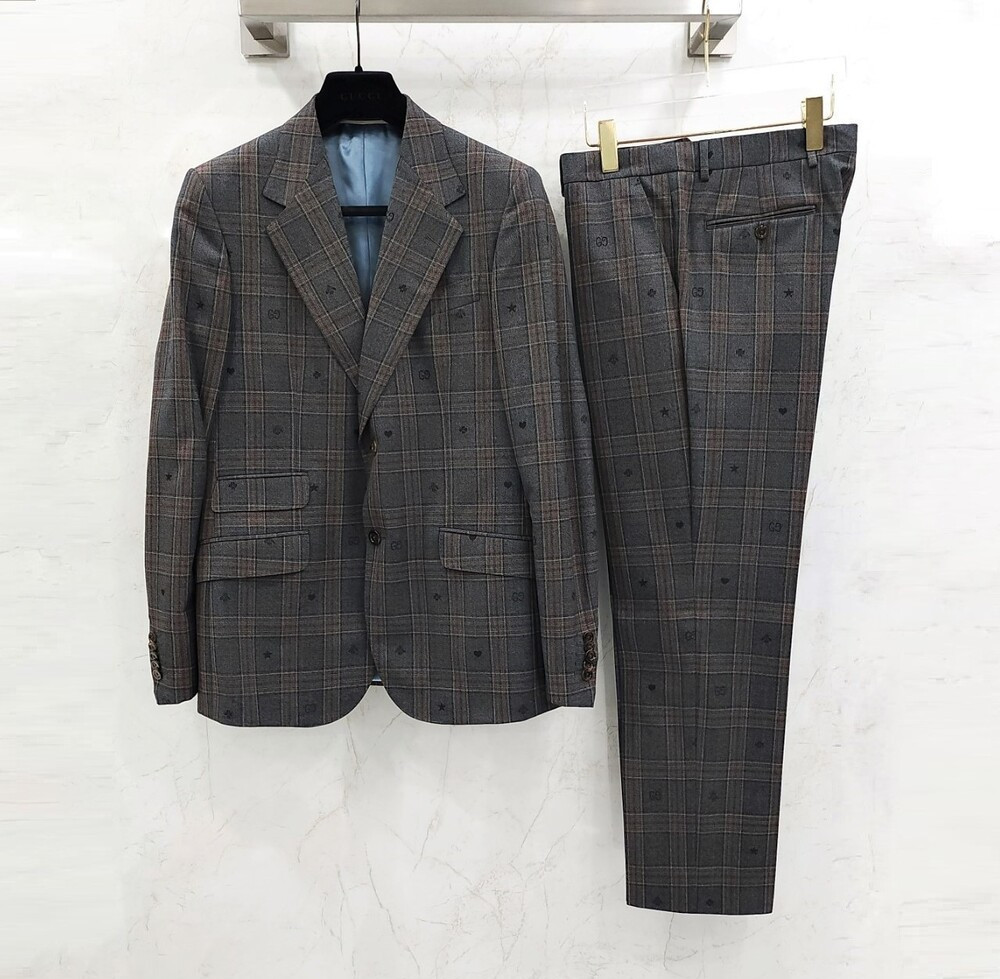 [럭스유] (새상품) 50 / 구찌 GG 체크 로고 수트 셋업