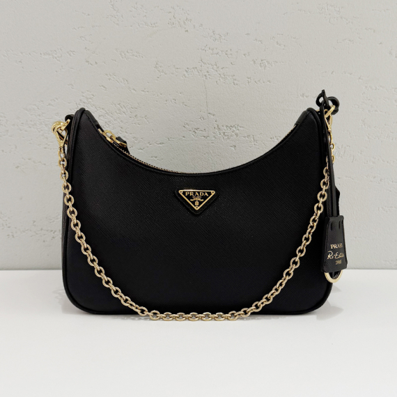 프라다 리에디션 사피아노 레더 숄더백 블랙 1BH204