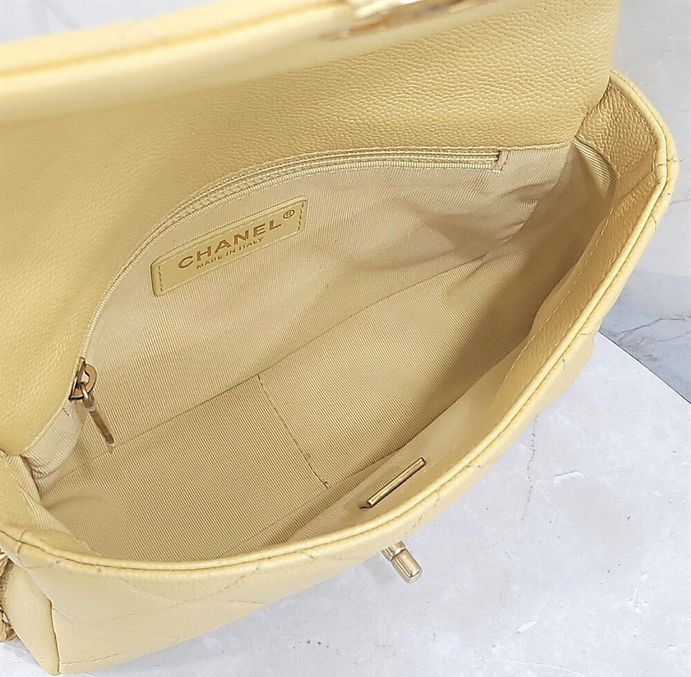[럭스유] 샤넬 옐로우 멜로디 플랩백 캐비어 신형내장칩 AS3103