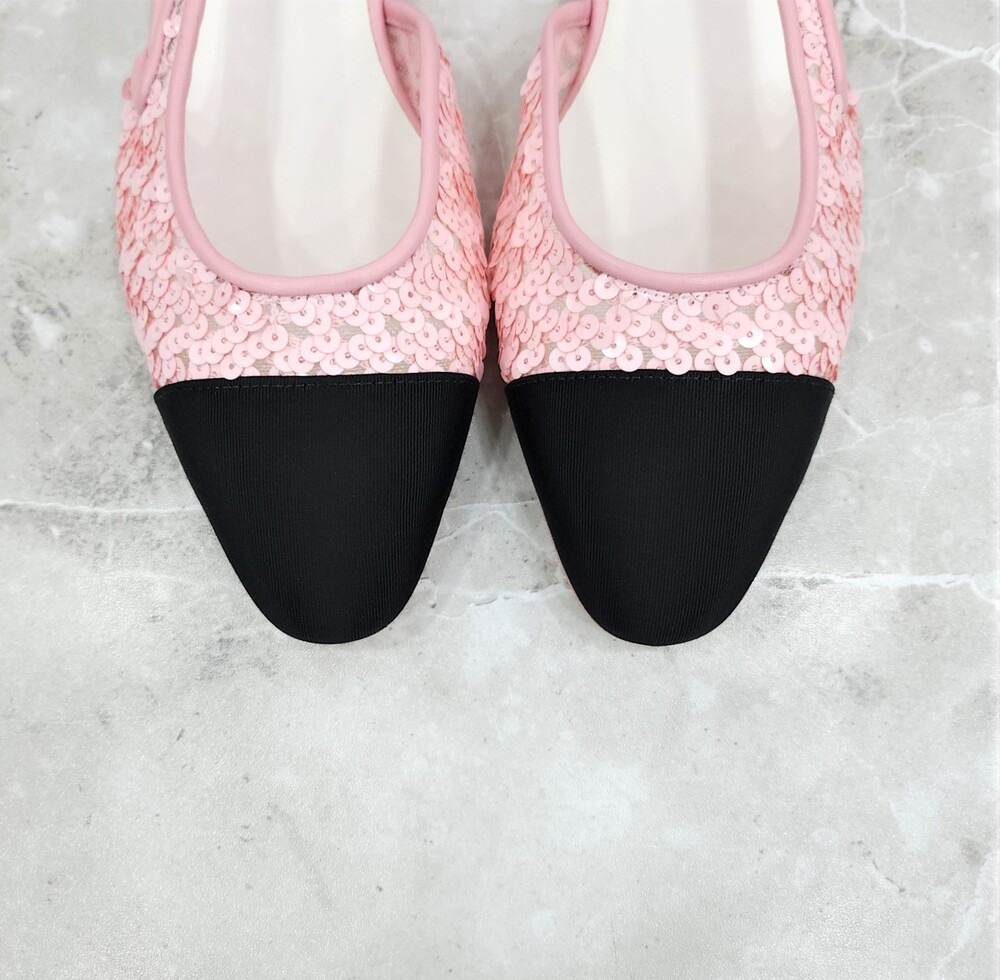 [럭스유] (새상품) 36.5 / 샤넬 핑크 슬링백 펌프스 플랫 슈즈 G31319