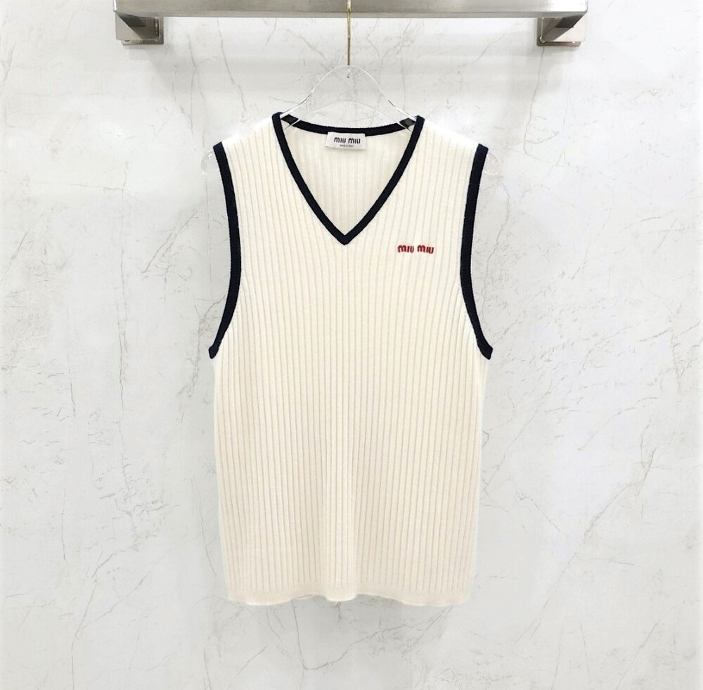 [럭스유] (새상품) 38 / 미우미우 캐시미어 베스트 내츄럴 블루 MMV254