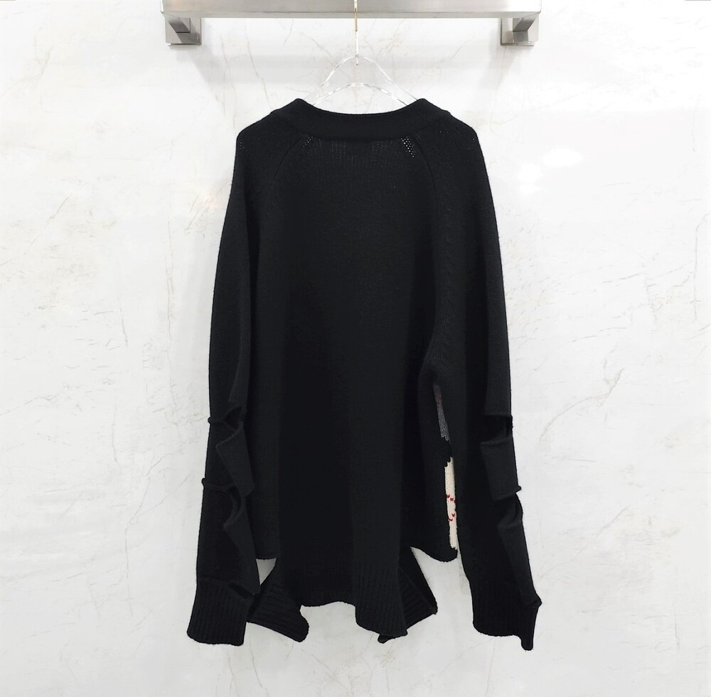 [럭스유] XL / 버버리 블랙 아가일 컷아웃 캐시미어 가디건