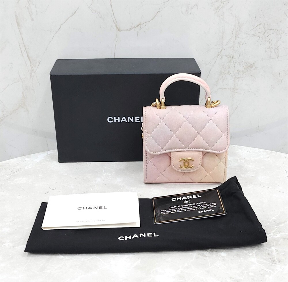 [럭스유] (새상품) 샤넬 탑핸들 체인 미니백 그라데이션 핑크 램스킨