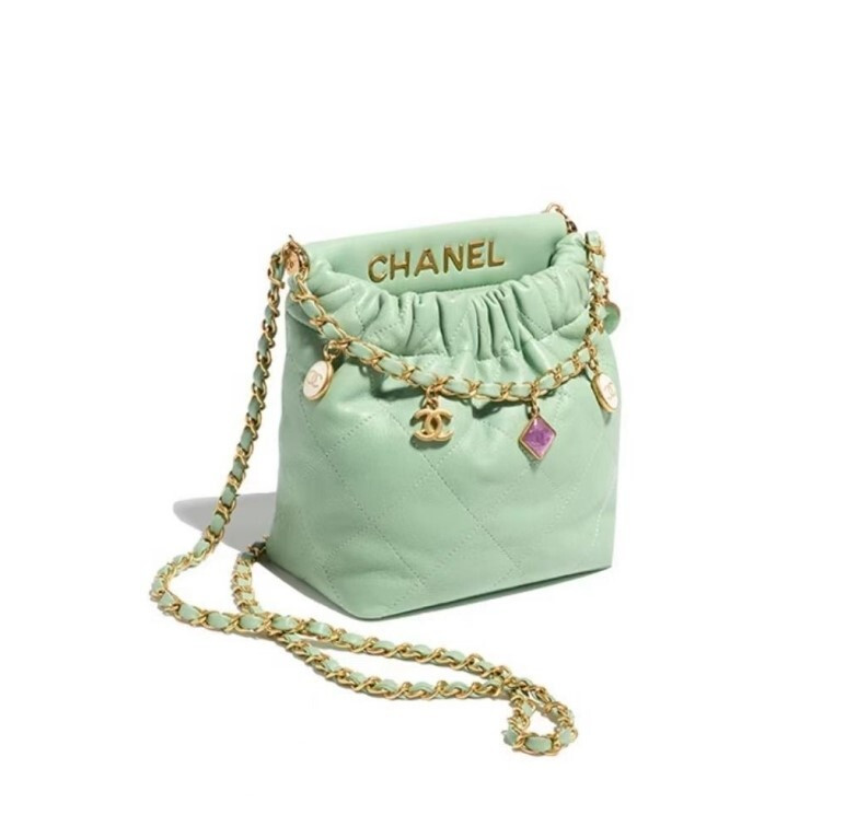 [럭스유] (새상품) 샤넬 스몰 민트 램스킨 버킷백 AS3793