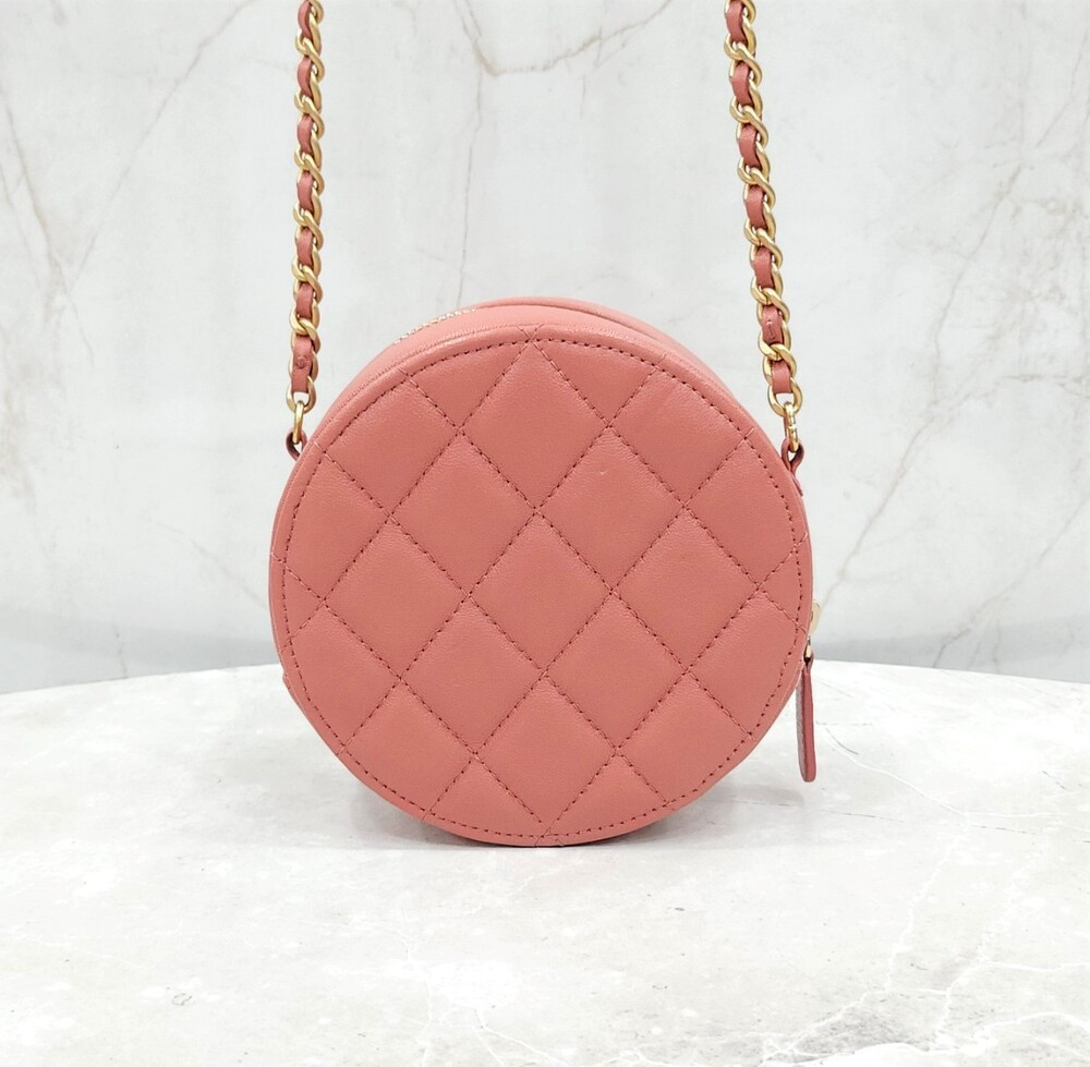 [럭스유] 샤넬 19 핑크 체인 탬버린 미니 백 AP0725