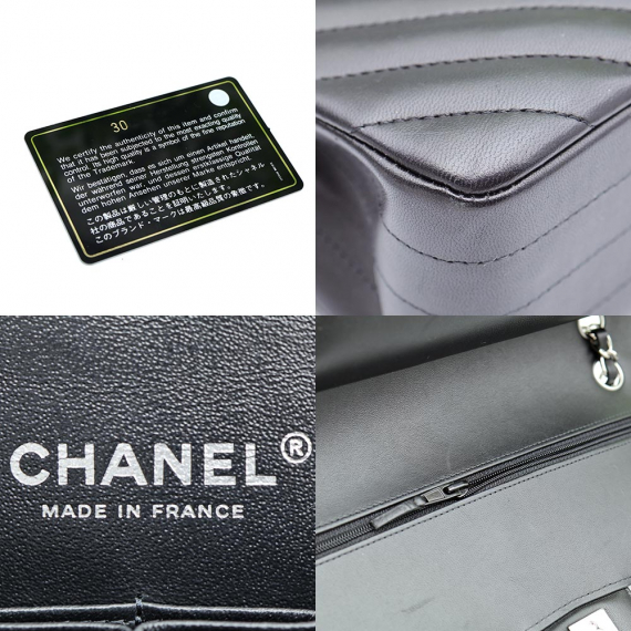 Chanel(샤넬) A01112 블랙 쉐브론 카프스킨 은장 CC로고 클래식 미듐 플랩 숄더백 (30번대)