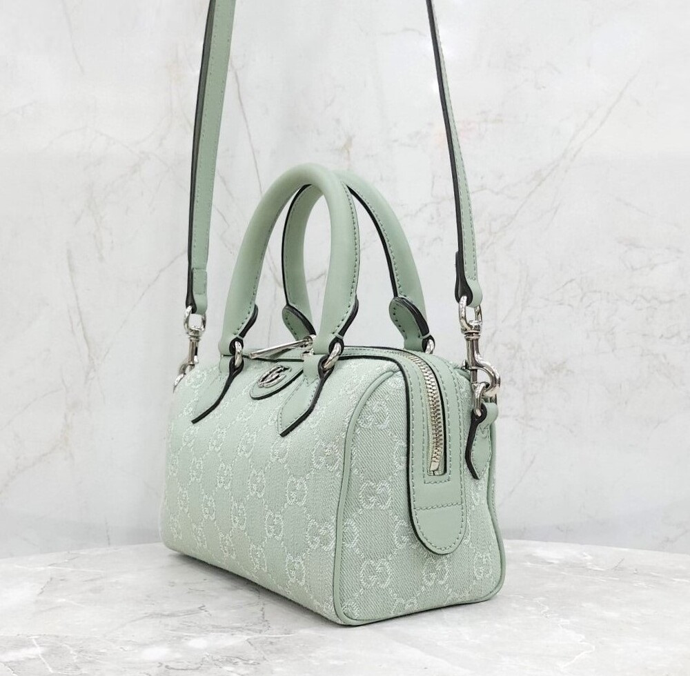 [럭스유] 구찌 오피디아 GG 미니 탑핸들 백 페일 그린 데님 772053