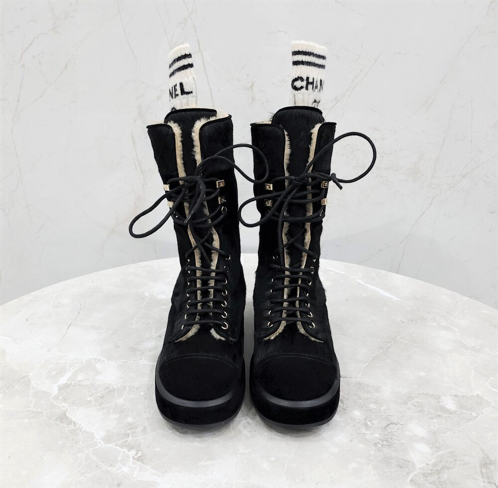 [럭스유] (새상품) 38 / 샤넬 CC 레그워머 송치 부츠