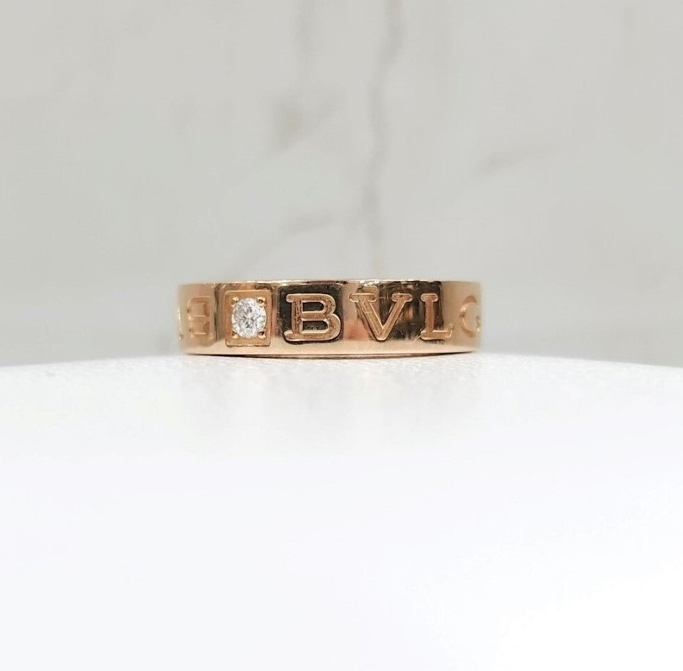[럭스유] 불가리 BB 다이아 1P 18K 핑크골드 반지 44호