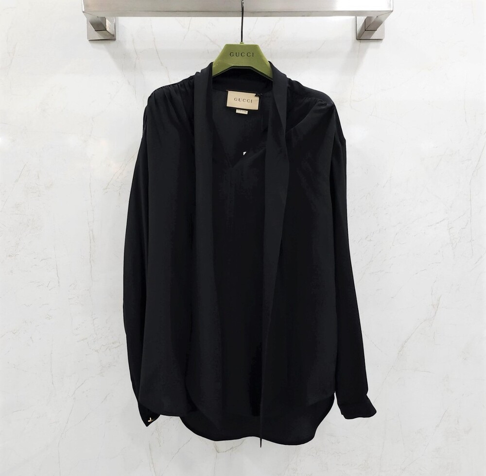 [럭스유] (새상품) 38 / 구찌 보우넥 실크 블라우스 740513