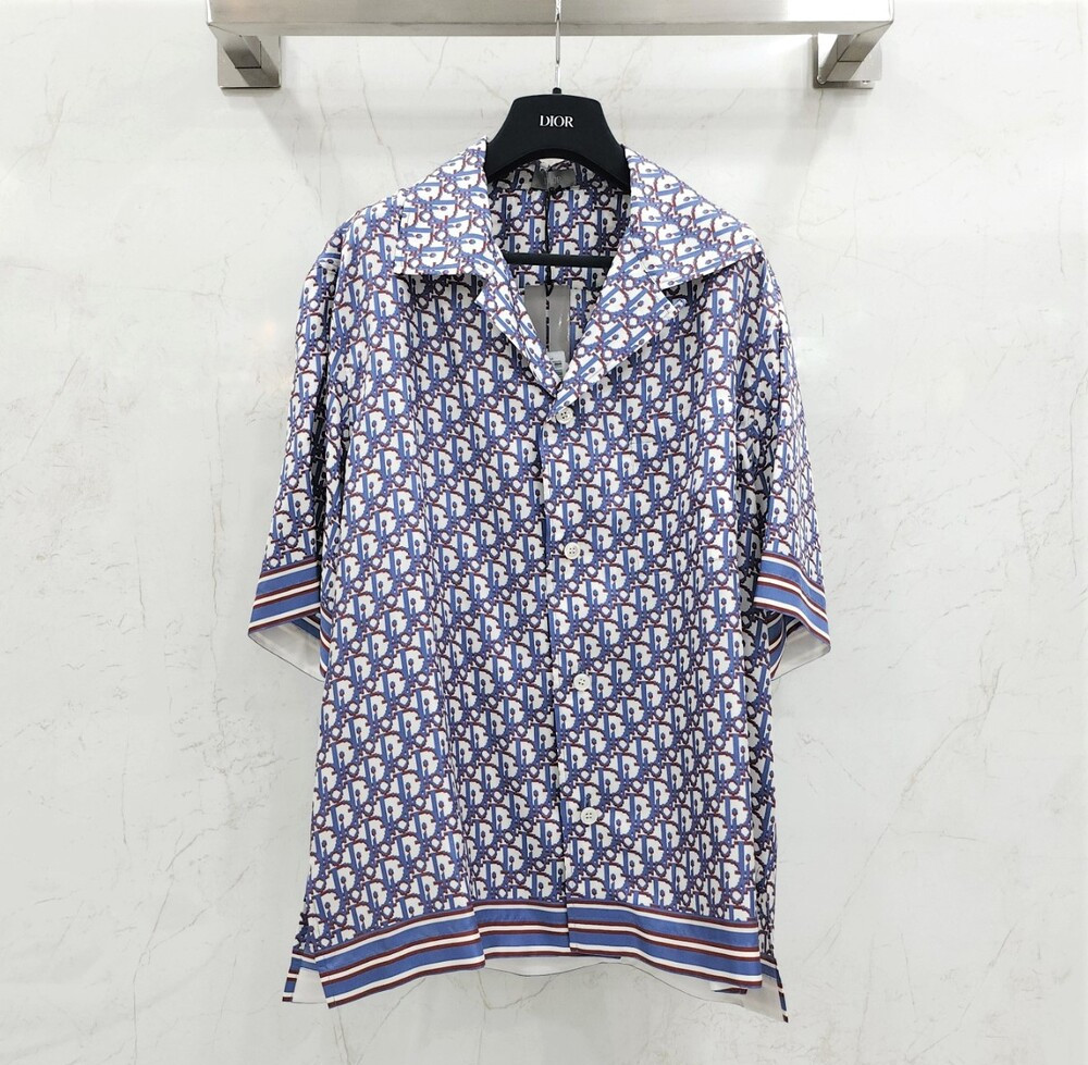 [럭스유] 40 / 디올 오블리크 픽셀 하와이안 실크 셔츠