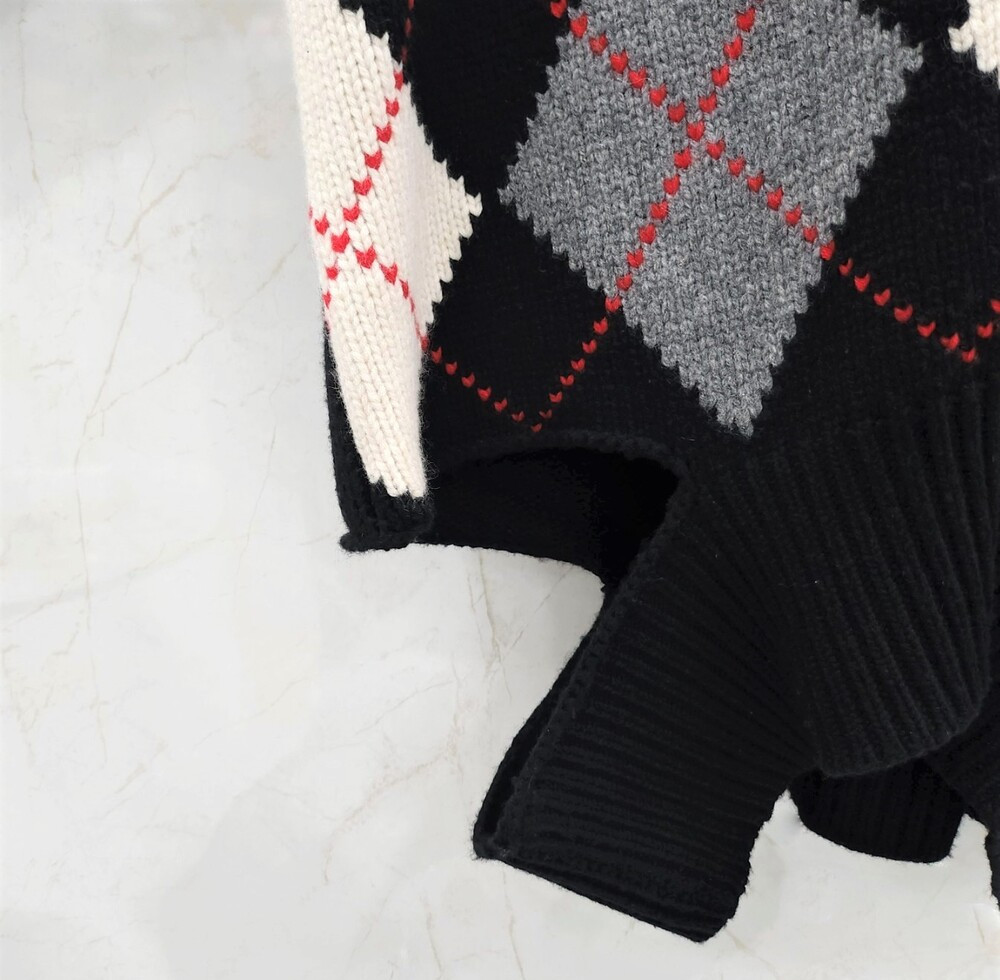 [럭스유] XL / 버버리 블랙 아가일 컷아웃 캐시미어 가디건