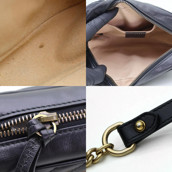 Gucci(구찌) 448065 블랙 마틀라세 GG 마몽 금장 미니 크로스백