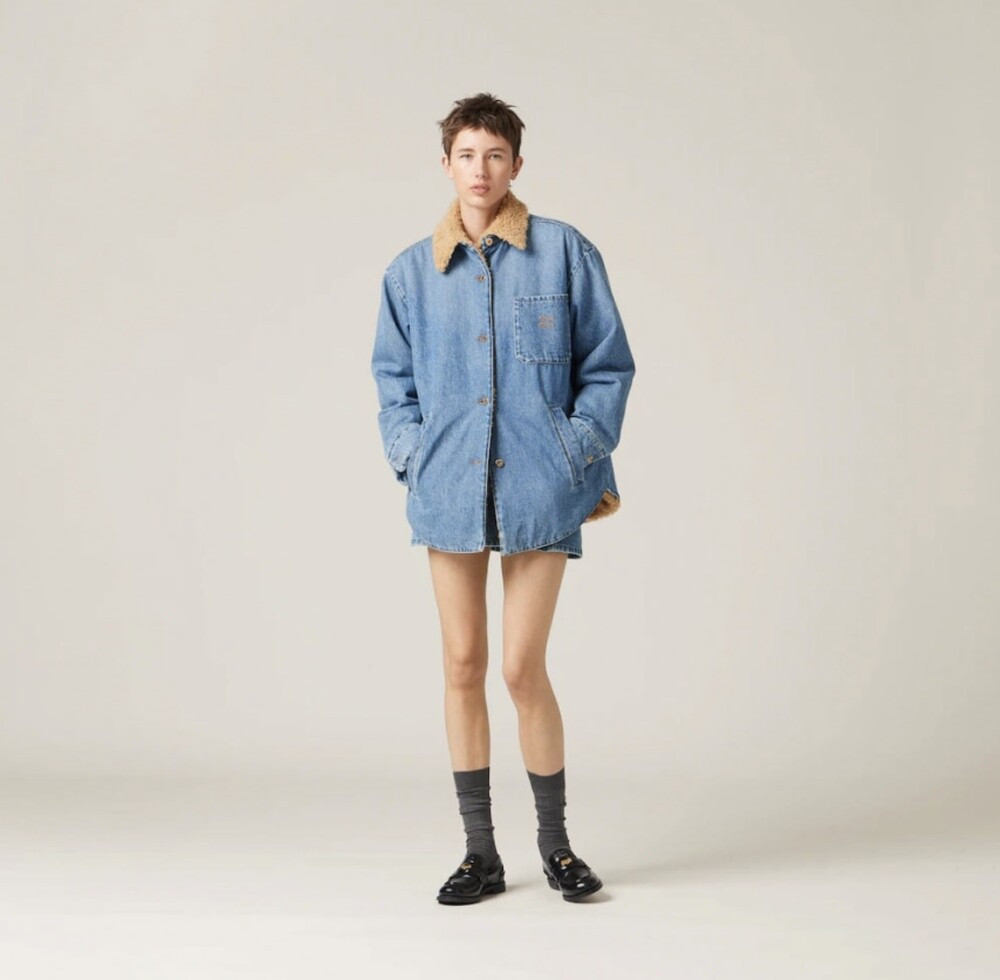 [럭스유] 38 / 미우미우 자수 데님 블루종 자켓 GWB187