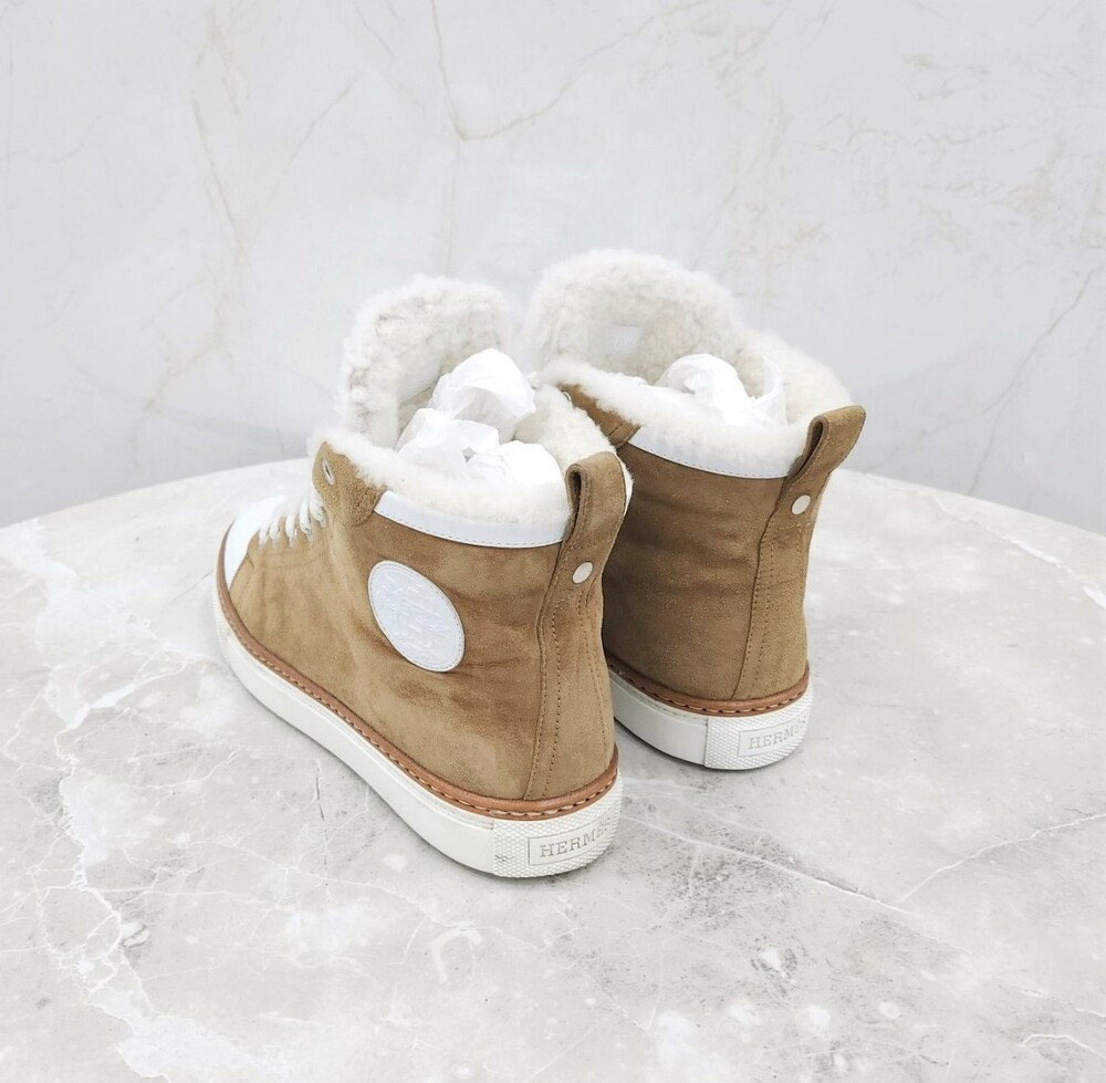 [럭스유] 38.5 / 에르메스 브라운 시어링 하이탑 스니커즈