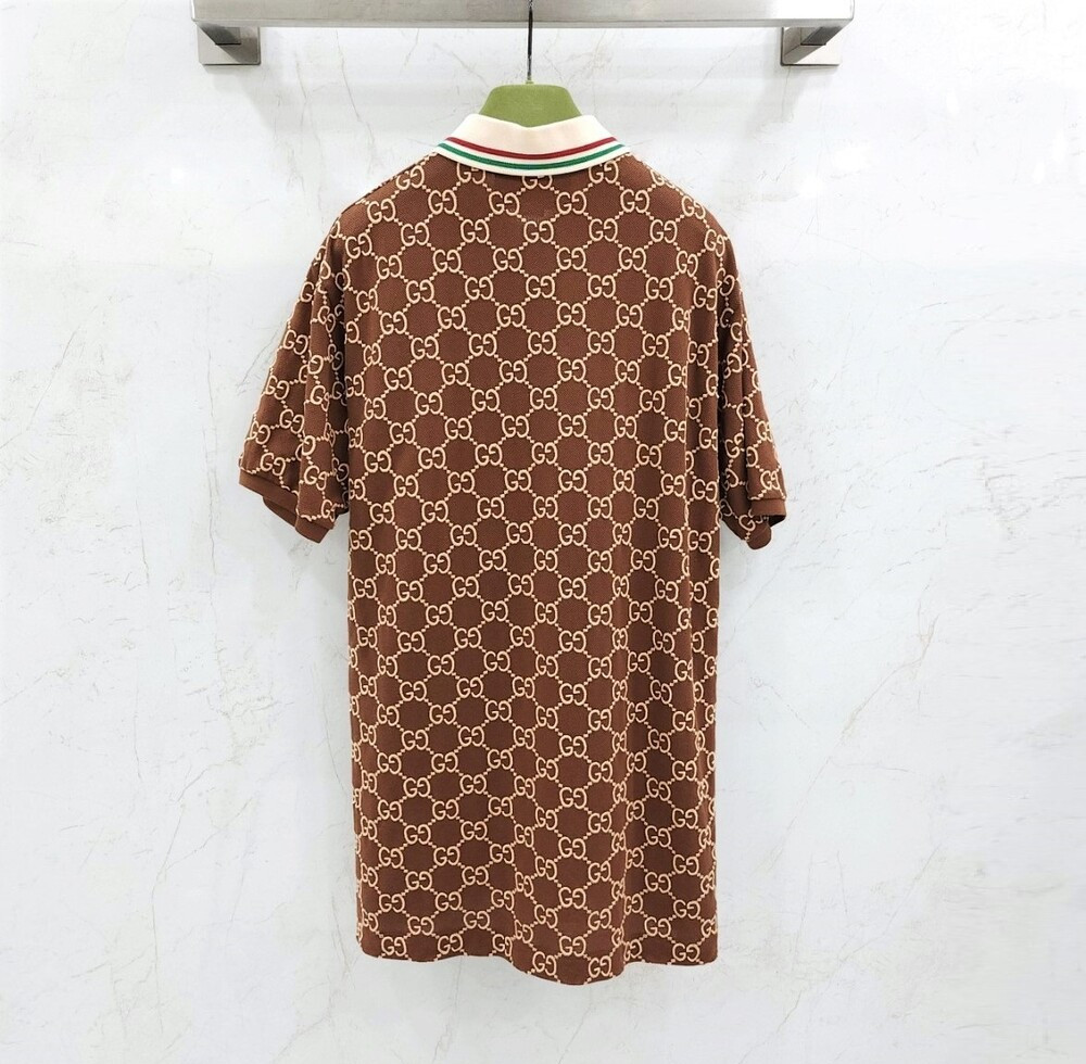 [럭스유] M / 구찌 GG 브라운 스트레치 코튼 카라티