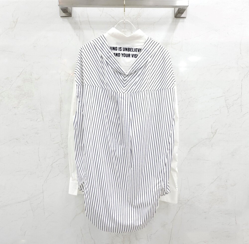 [럭스유] 44 / 준지 스트라이프 로고 자수 믹스 셔츠