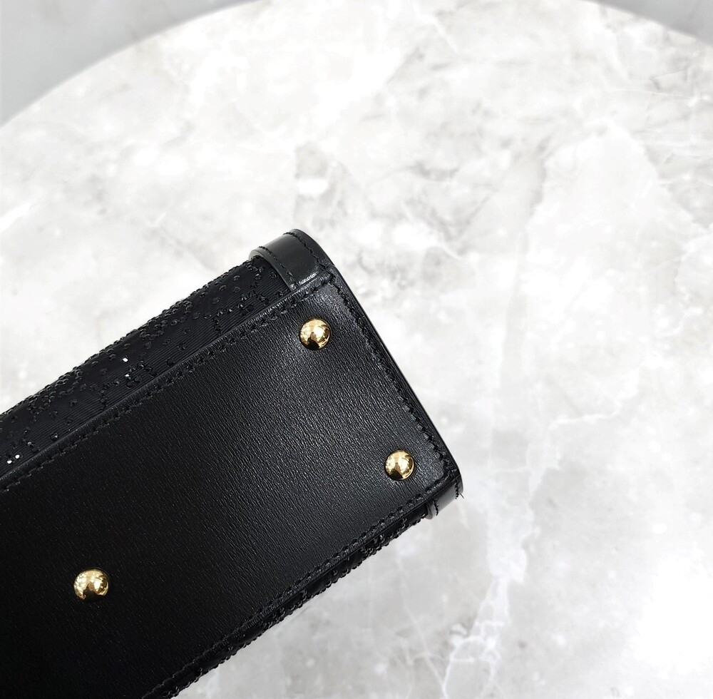 [럭스유] (새상품) 구찌 GG 블랙 크리스탈 다이애나 뱀부 토트백 미니 707449